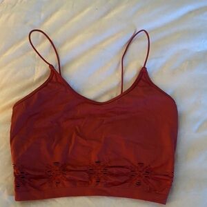 Strappy Lace-Trim Bralette Crop Top - Cranberry or Burnt Orange NWOT Size Medium
